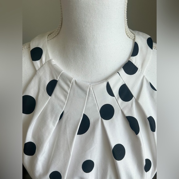Liz Claiborne NWT White Black Polka Dot Dress 6 - Picture 6 of 7